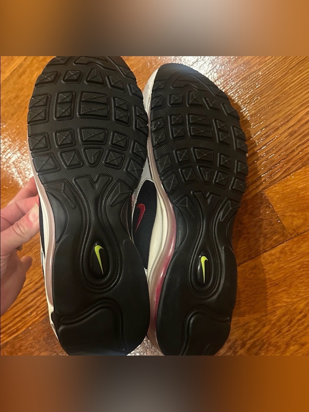 Nike Men’s Air Max 97 - White, black, volt, & Rush pink, - Picture 5 of 5